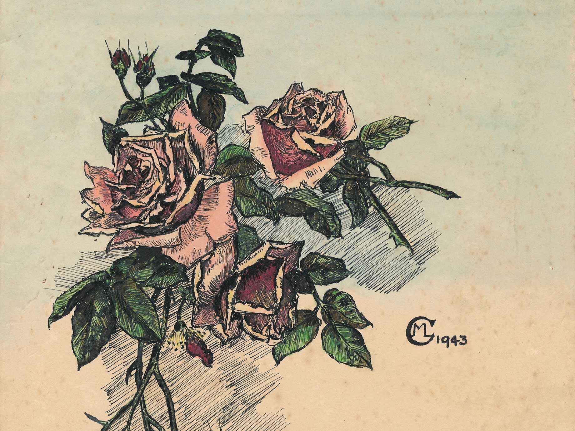 Source: Meg Eldridge A sample of Meg’s beautiful artwork, 1943
