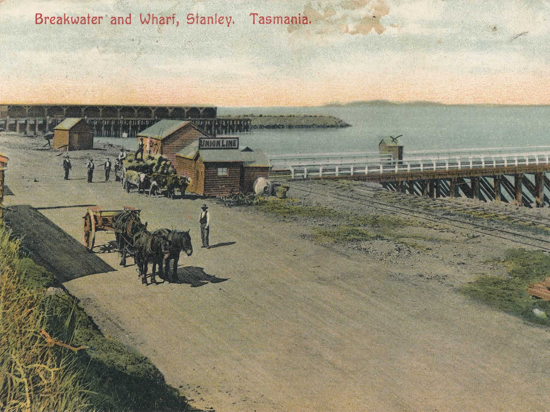 Source: Meg Eldridge Breakwater and main wharf postcard from the base of The Nut