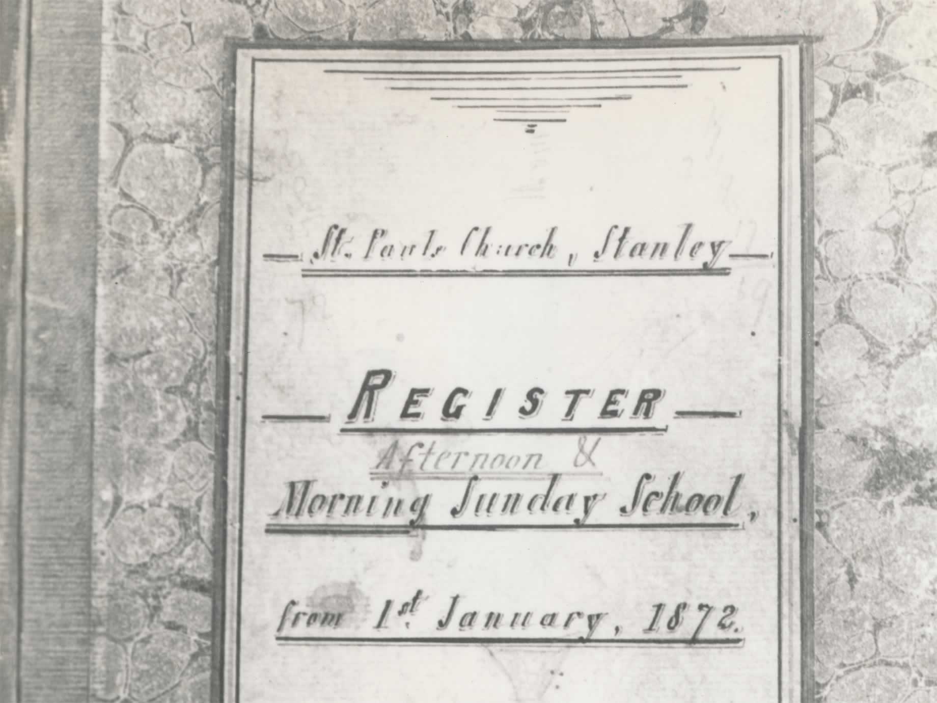 St Paul’s register for Morning Sunday School, 1872